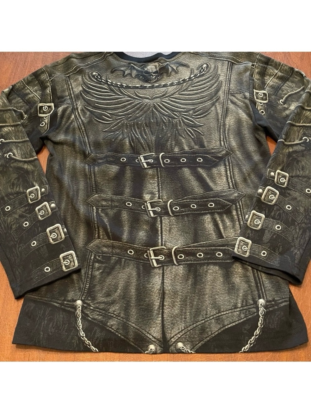 Spiral Direct Gothic Wrap Allover Jacket Vest Skull Print Design Cotton Shirt L - Picture 6 of 13